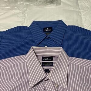 Stafford Easy-Care Short Sleeve Shirt Mens 18 Regular Fit Travel- Set Of 2